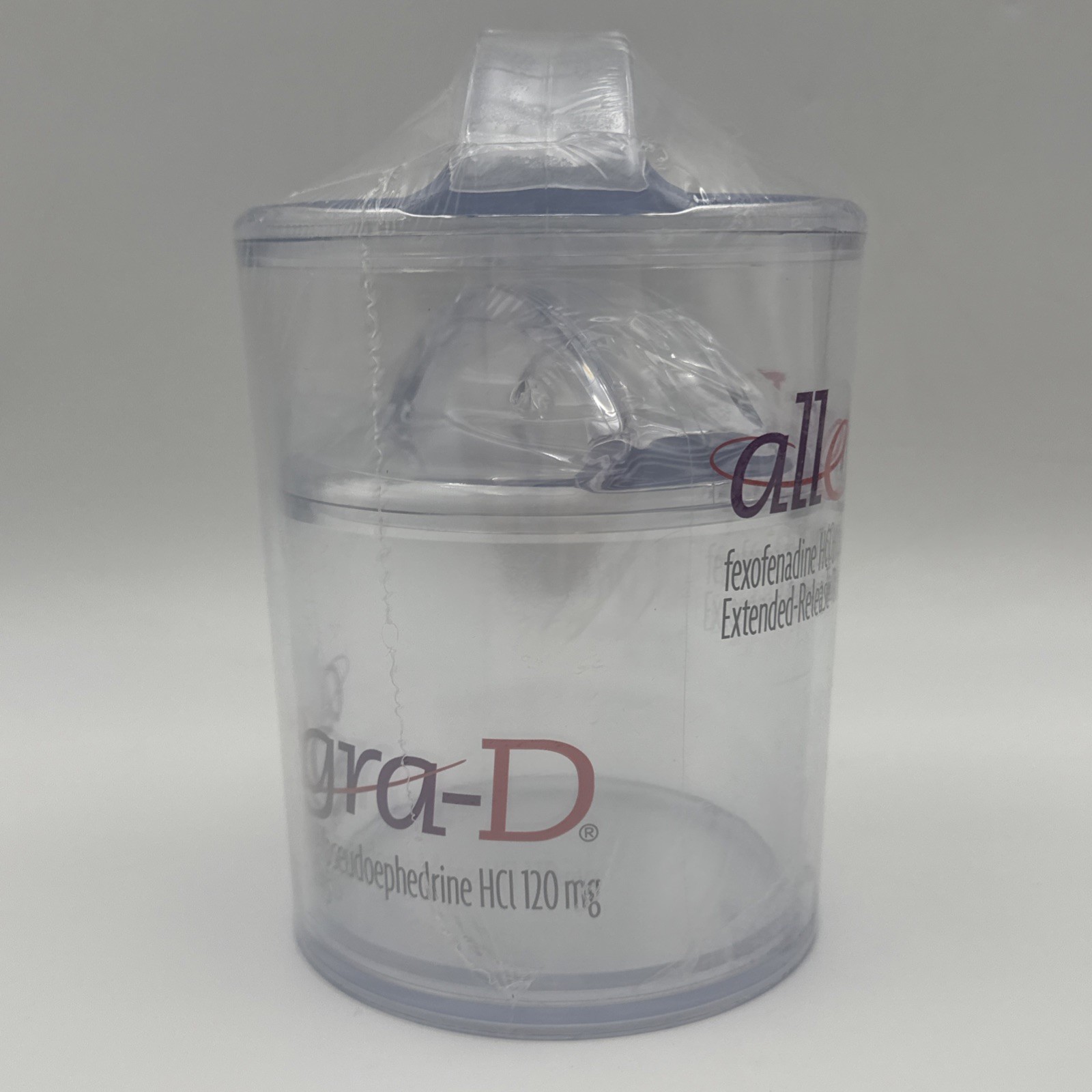 DRUG REP RARE ALLEGRA-D CLEAR PLASTIC/ACRYLIC CANISTER Set of 5 Pharmaceutical