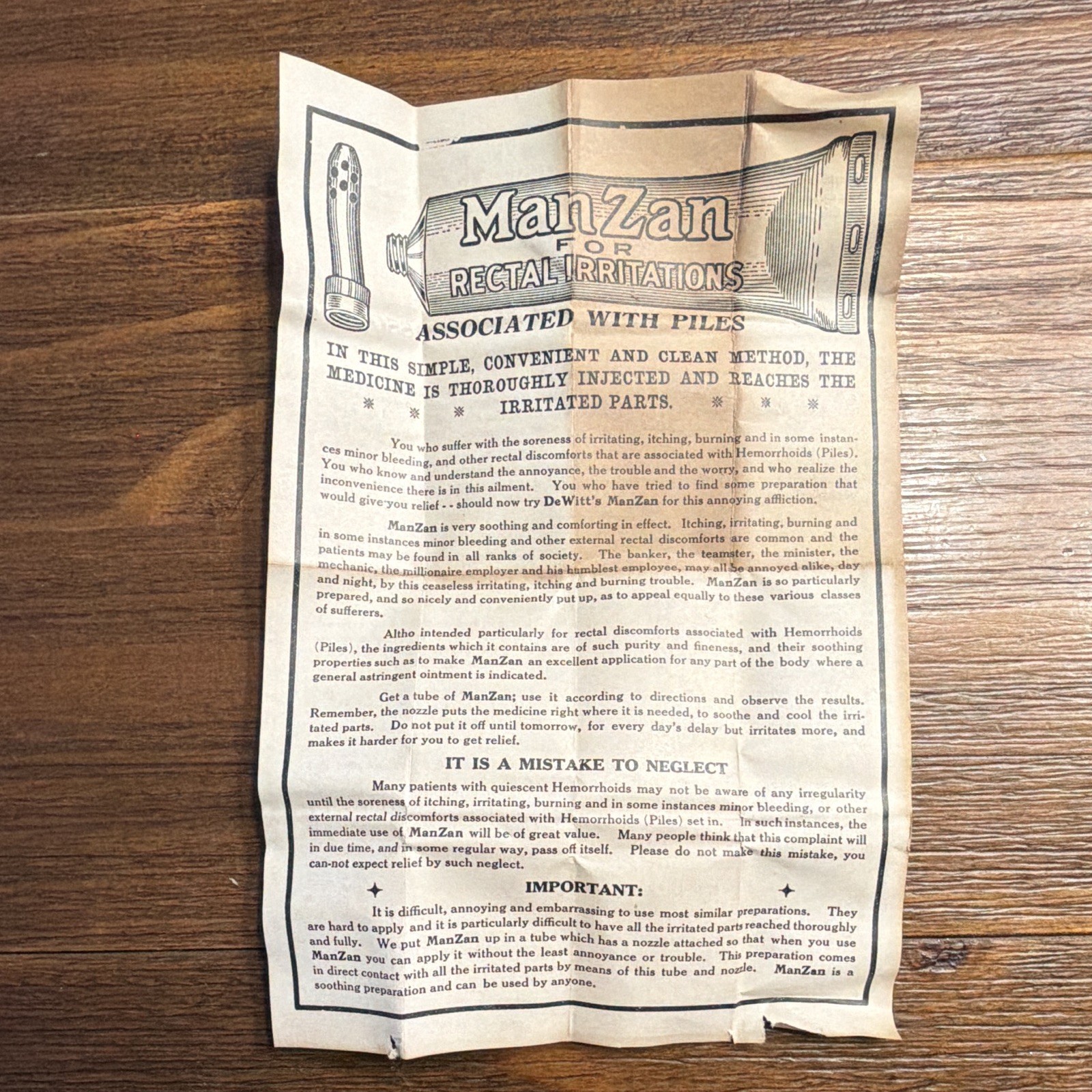 Antique DeWitt’s Man Zan Hemorrhoid Remedy Box Medical Pharmacy Advertising