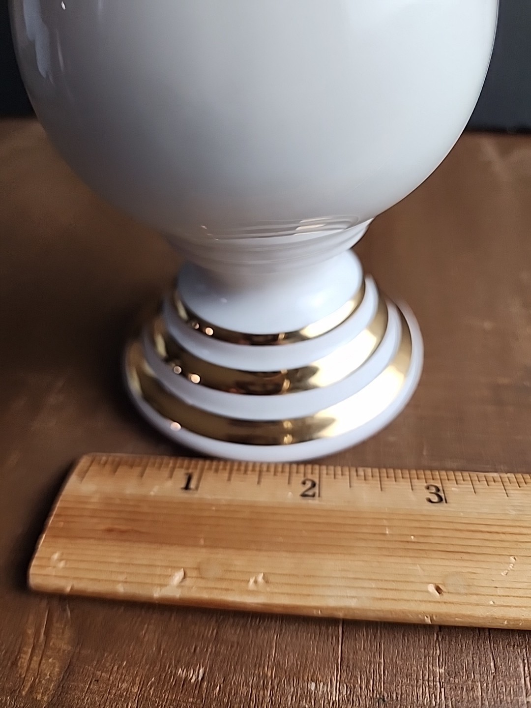Owen Illinois Pharmacy Finial Globe Vintage Decorative Drug Store White and Gold
