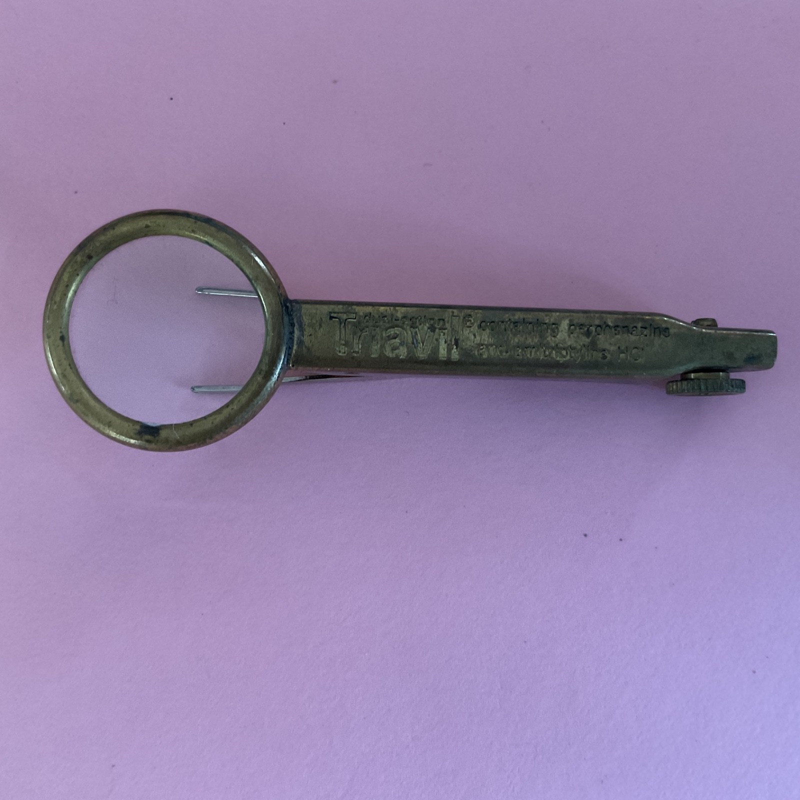 Rare Triavil Magnifying glass Tweezer Pharmaceutical Promo Advertising