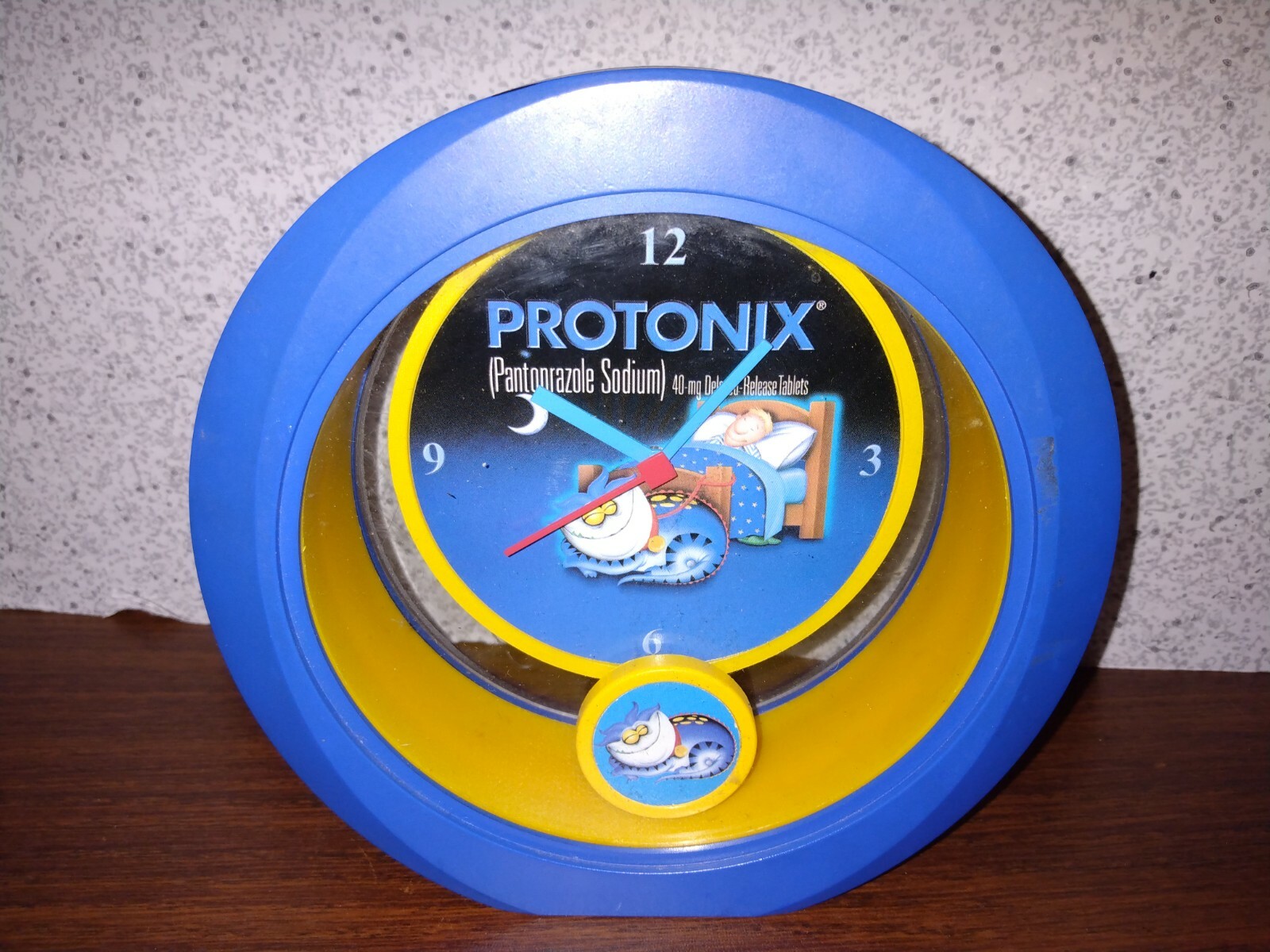 Protonix Injection IV Blue Monster Pharmaceutical Medical Plastic Desk Clock 6″