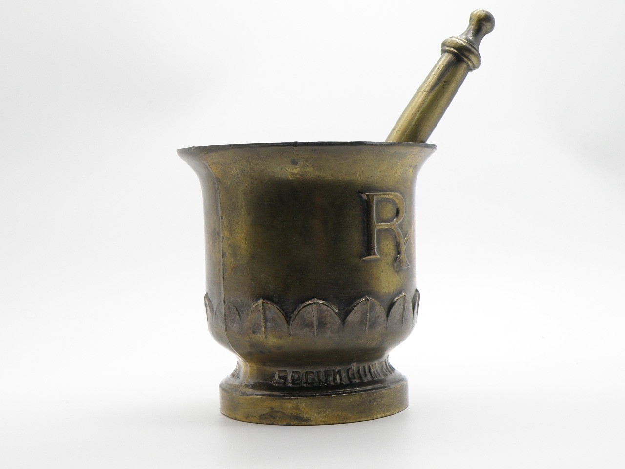 Vtg Brass Mortar & Pestle USP Rx Est 1820 150th Anniversary Schering Pharmacopia
