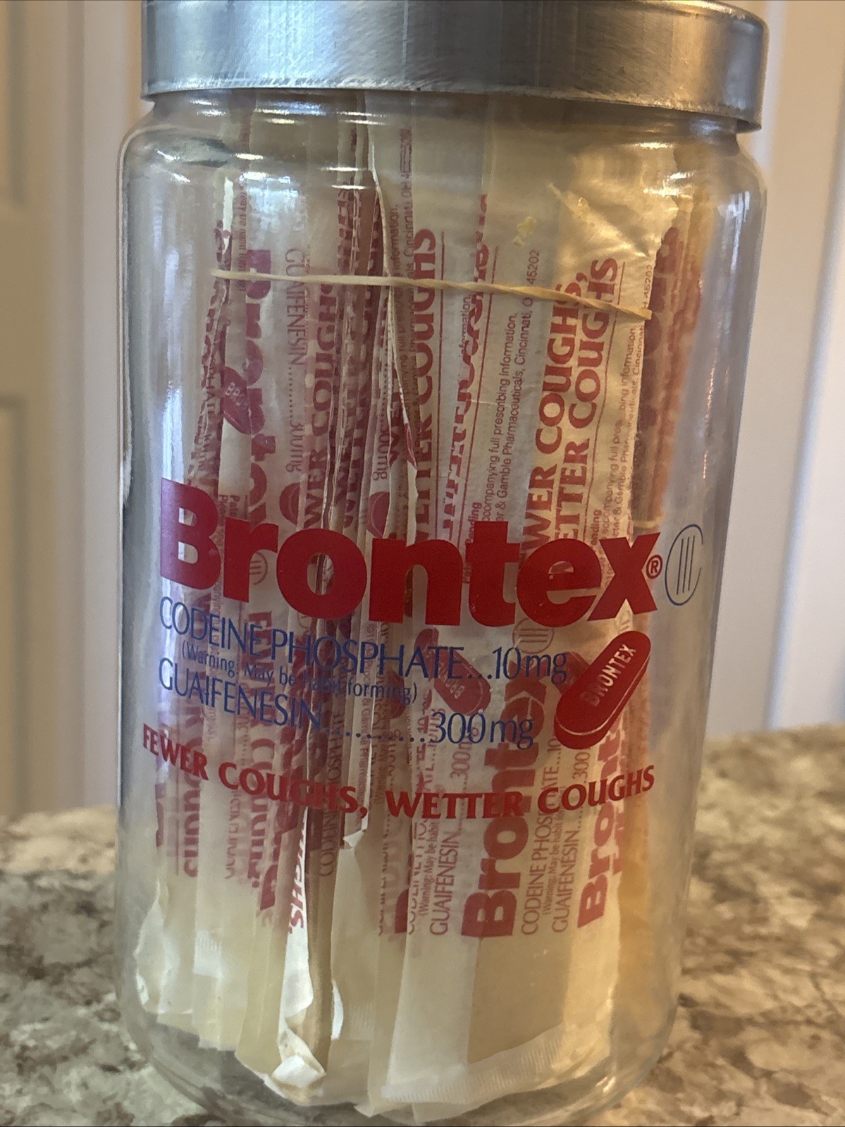 Brontex Drug Rep Pharmaceutical Promo Glass Canister W/Tounge Depressors