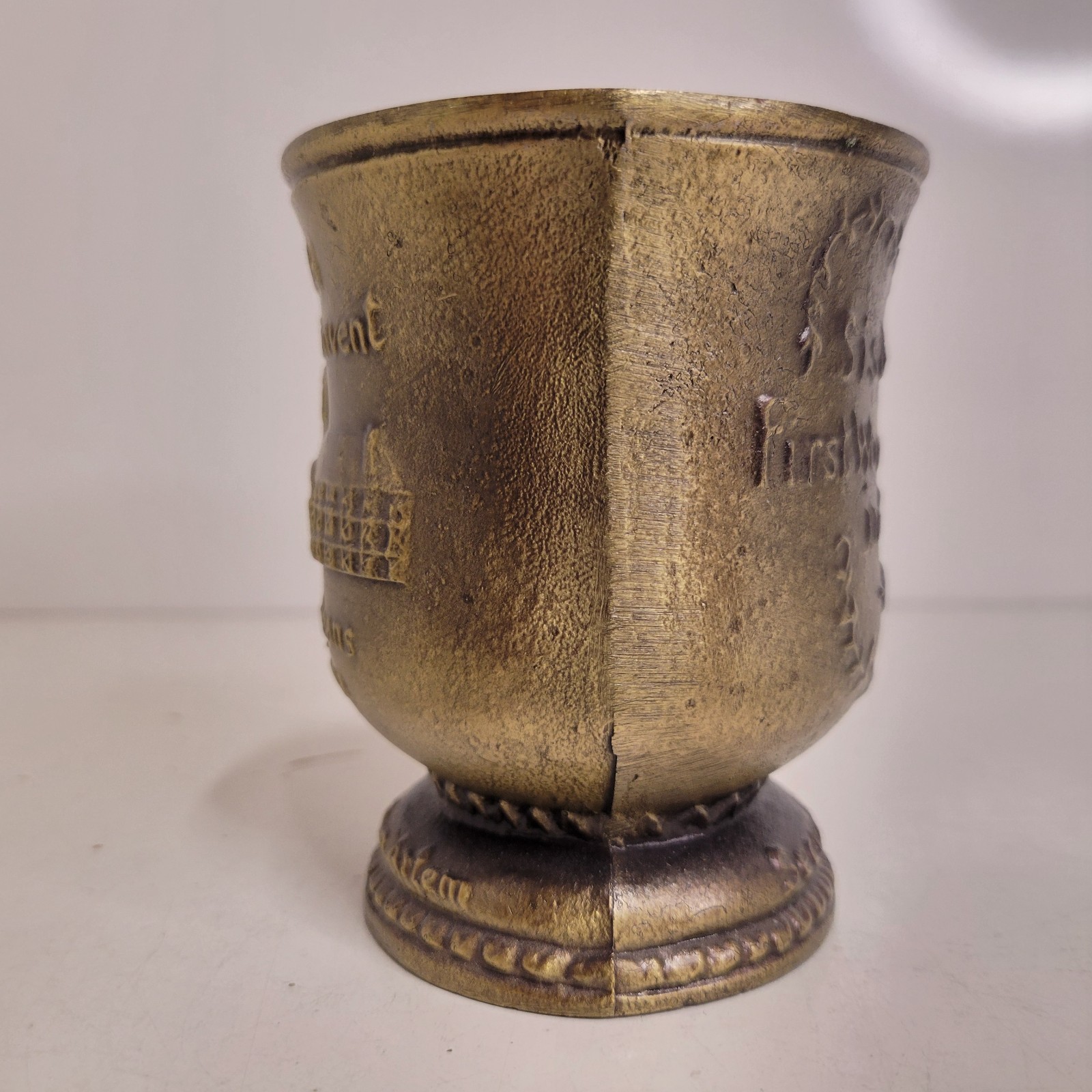 VTG 1985 Schering Brass Mortar & Pestle Ursuline Convent New Orleans Sis. Xavier