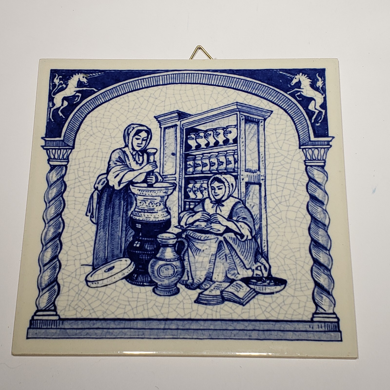 Set of 6 Delft Dutch Holland Burroughs Wellcome 6″ Apothecary Pharmacist Tiles
