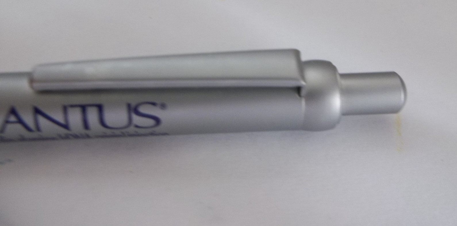 LANTUS Promotional Pen Silver Metal Slim Medium Weight w/ Dotted Rubber Grip