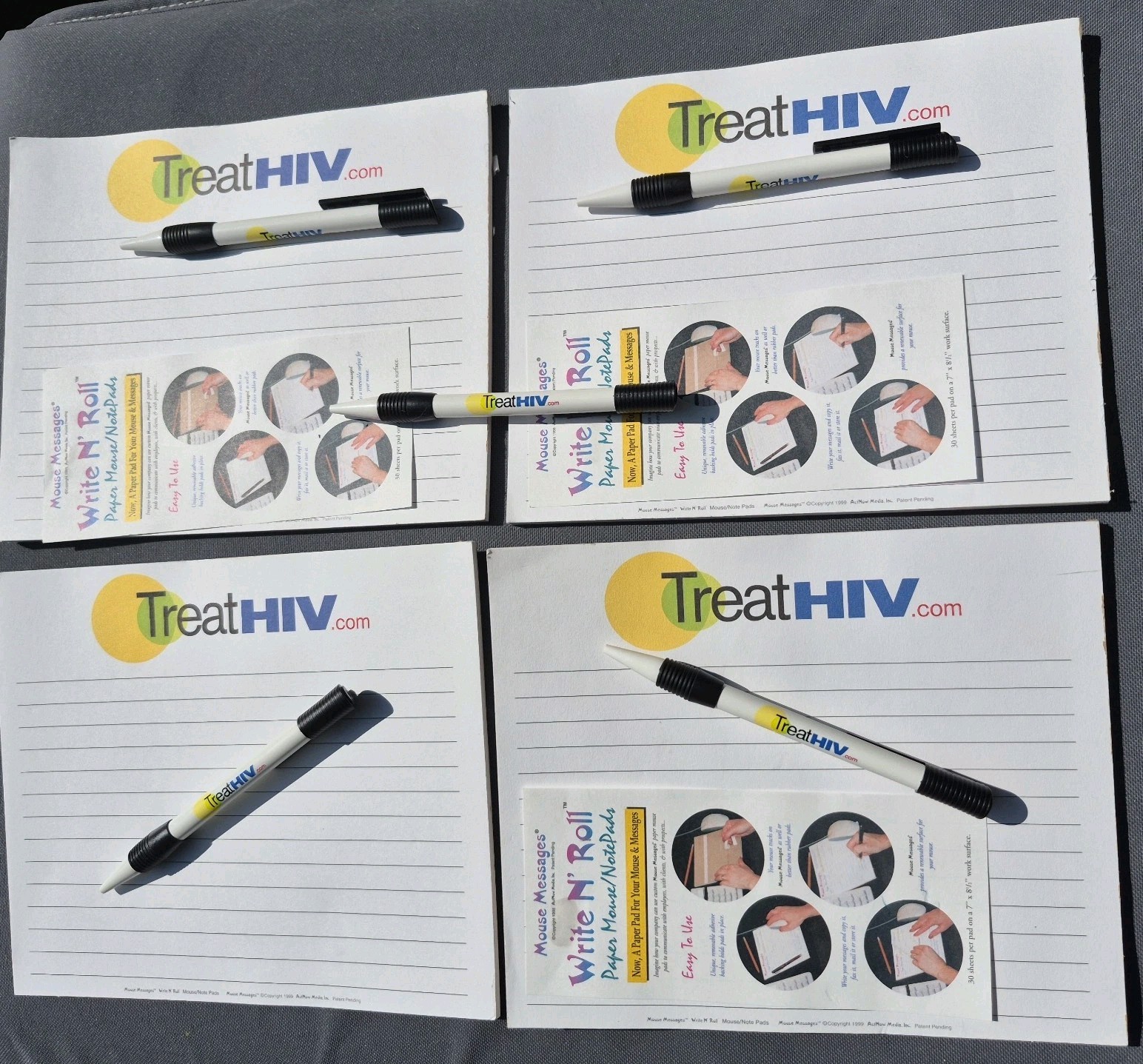 Vtg ’99 Treat HIV GSK Pharma Advertising Mousepads Pens Lot Medical AIDS History