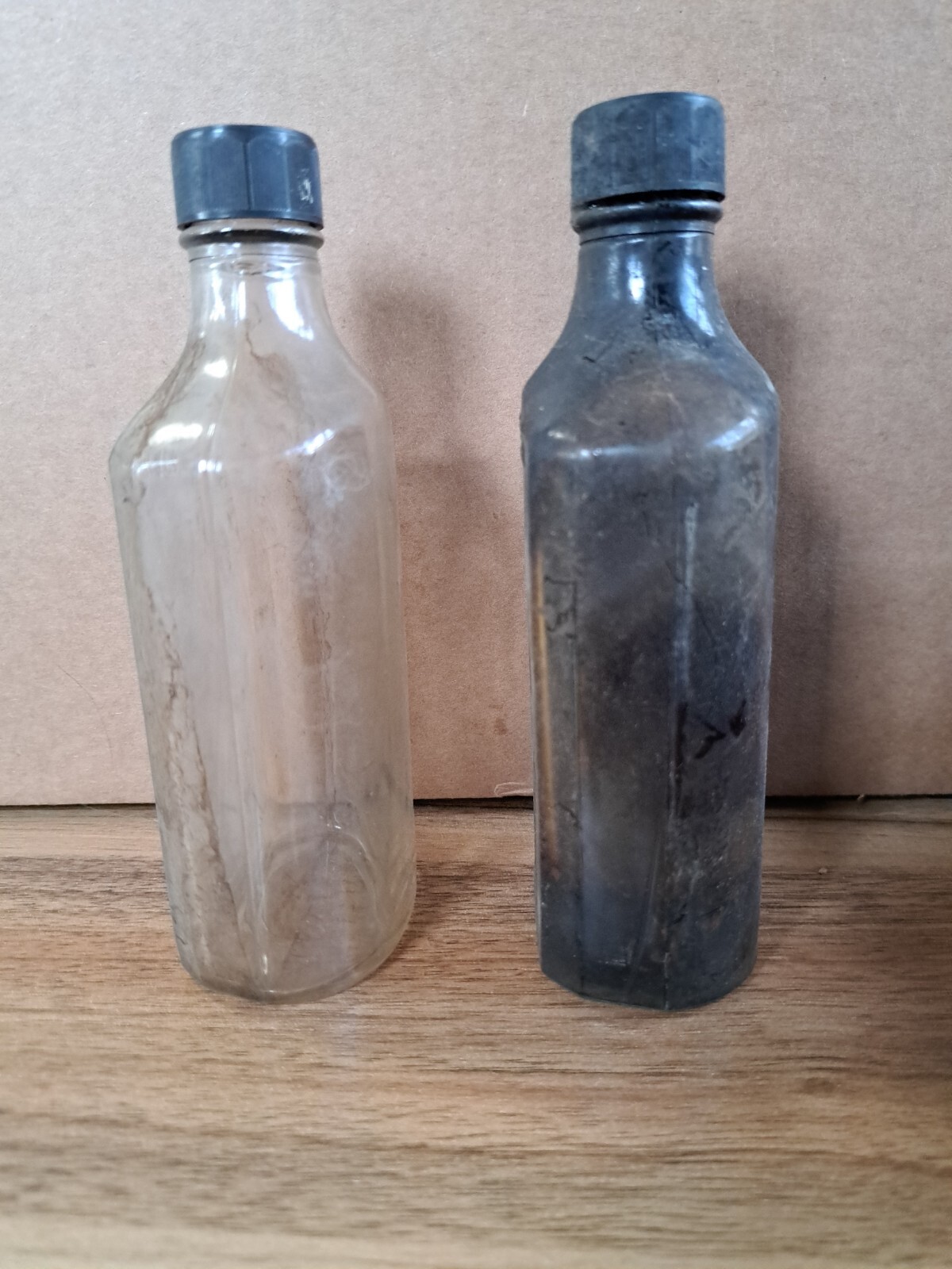Pharmacy Apothecary Amber & Clear Glass 8oz Bottles. Owens