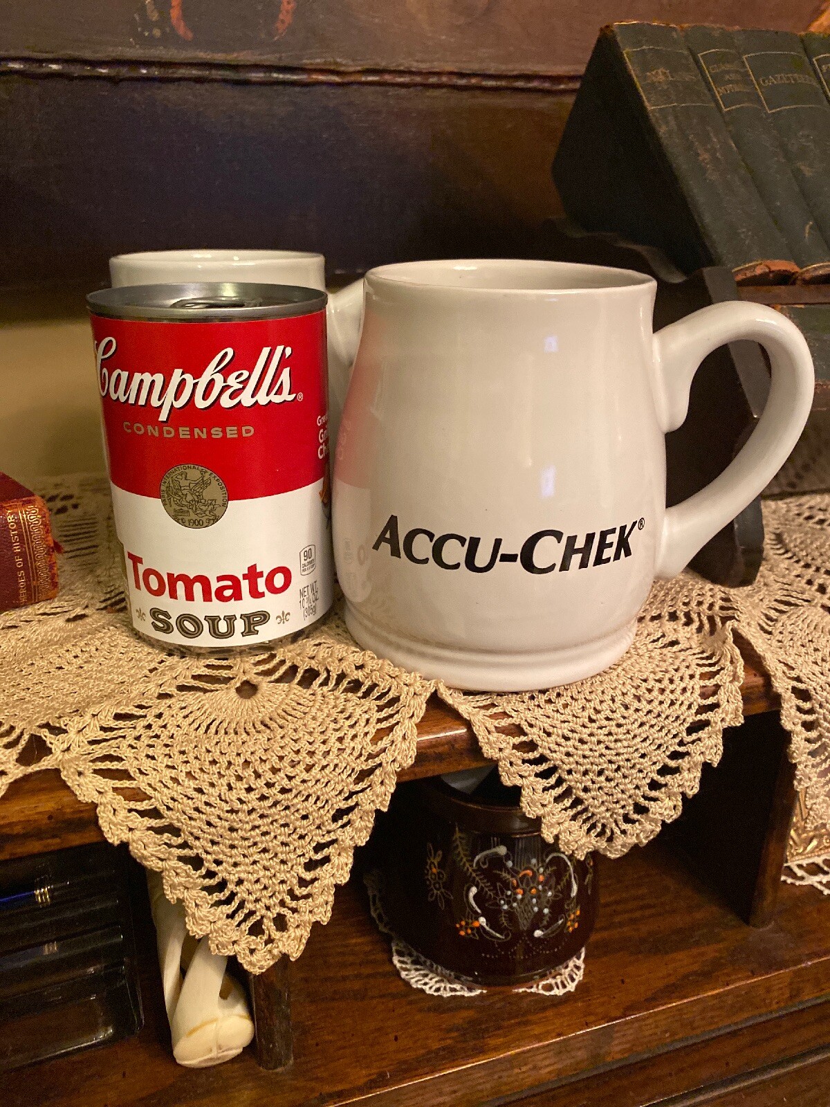 Accu-Chek Drug Rep Pharmaceutical Ceramic Coffee Mug Set Of 2 Large Base 16oz