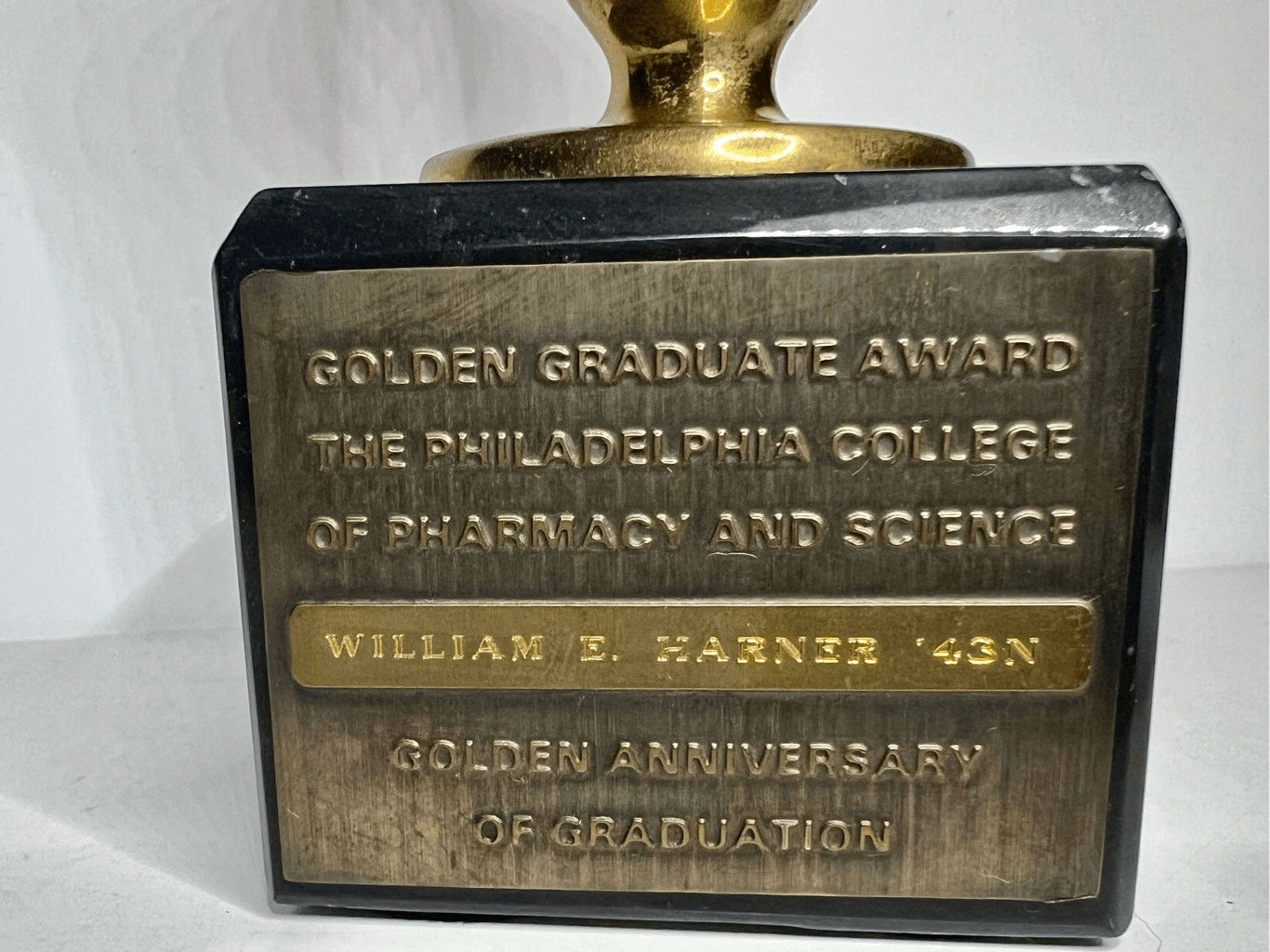 VTG 1943 Solid Brass Pharmacy & Science College Beaker Golden Anniversary Award
