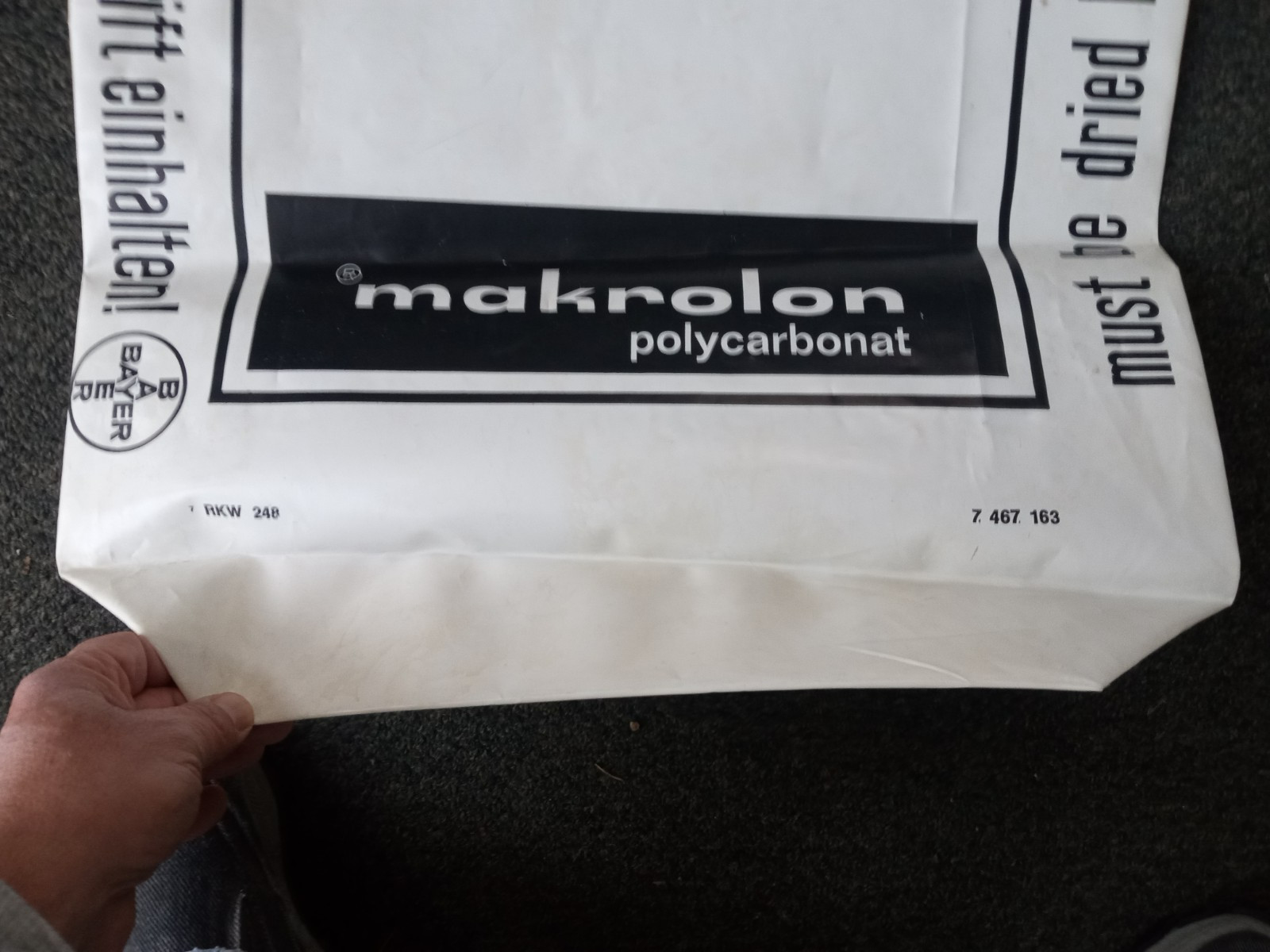 Vintage BAYER Pharmaceuticals Makrolon Polycarbonat Chemical Compound Bag 1970s