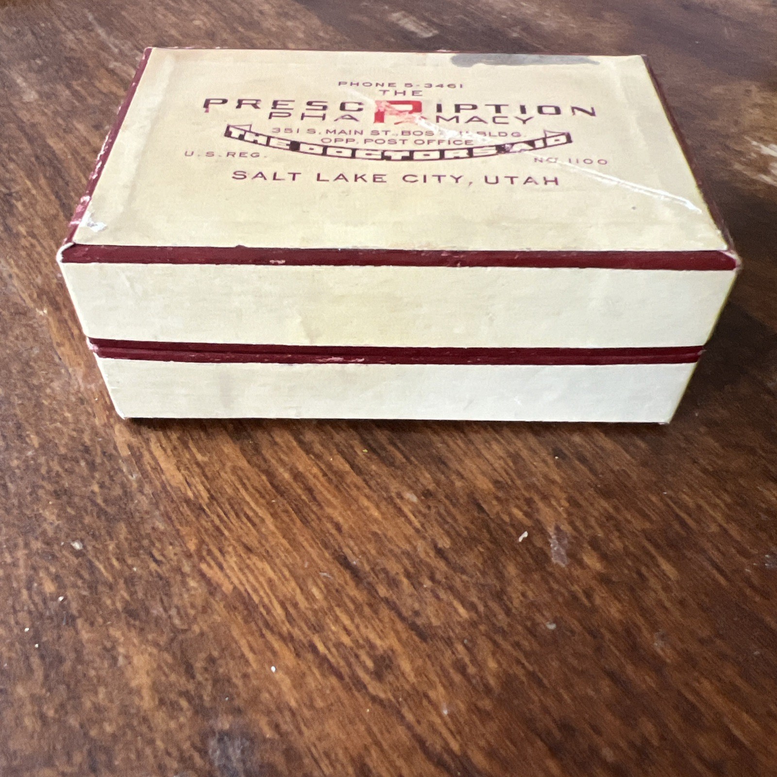 Vintage Drug Store Pharmacy Prescription Pill Medicine Box Salt Lake City Utah
