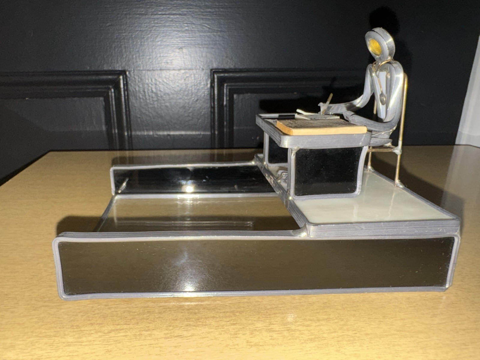 Vtg Carl Goeller Doctor Industrial Note Holder Metal Medical Sculpture Office