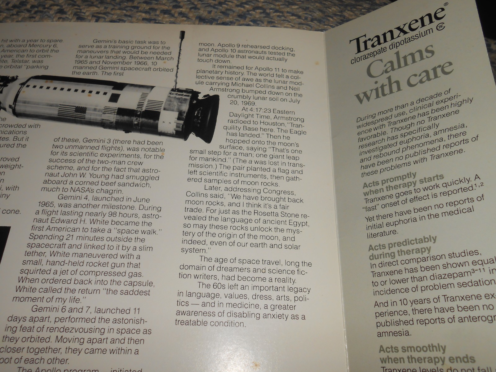 1983 Abbott Labs Tranxene Folder Record 1960s Sounds Voices Sputnik Apollo 11