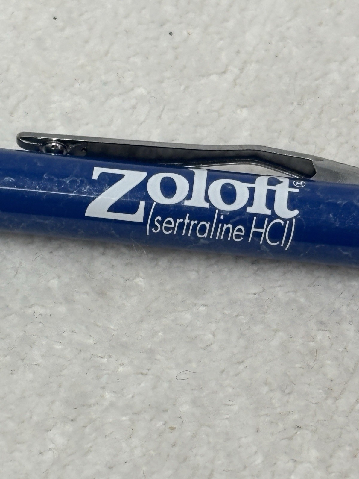Zoloft Silver & Blue Marbled Metal PEN Drug Rep Pharmaceutical Promo Advertising