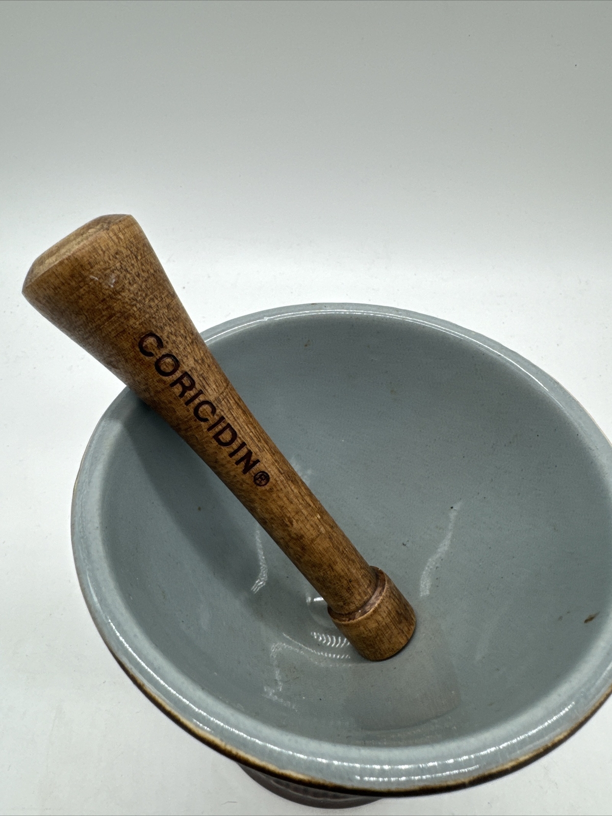 Vintage SCHERING Brown Ceramic Mortar Apothecary Pharmacy RX With Pestle
