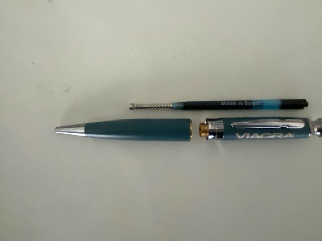  VIAGRA Drug Rep Pen Heavy Metal Night Sky Blue with Hourglass Mid-band, VGC