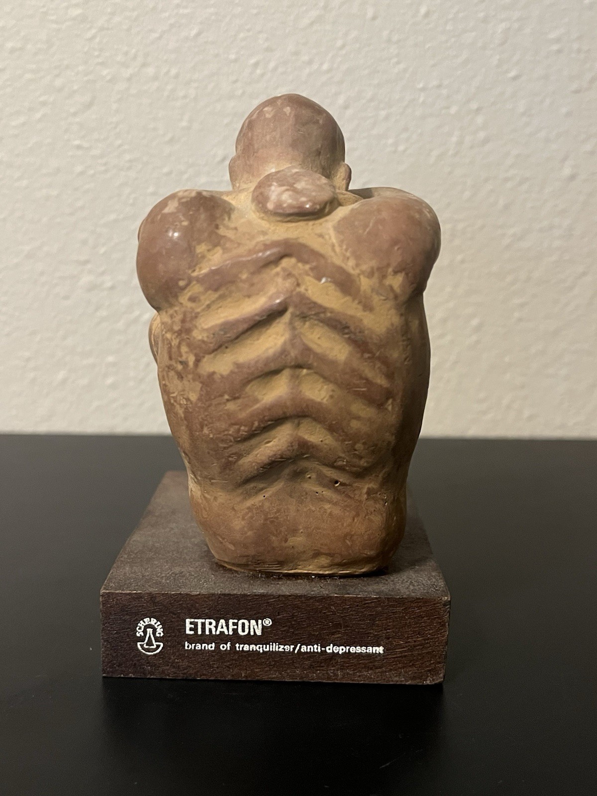 Vtg Portrait Of Anxiety/Depression Etrafon Promo Clay Figurine Mexico