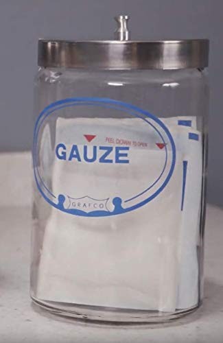 Glass Sundry Jar – Labeled ‘Gauze’ – Dressing Storage