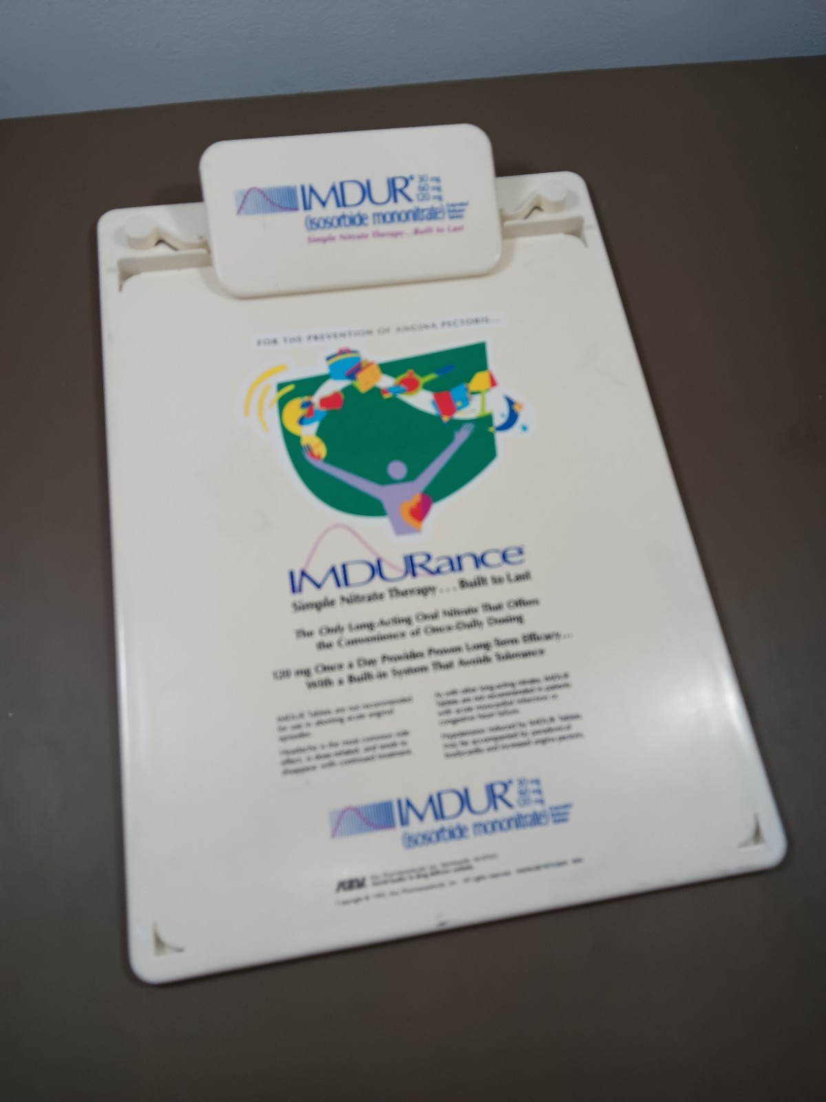 Vintage IMDUR Pharma Rep Promotional Clipboard Promo Advertising 1995 Pre-Owned