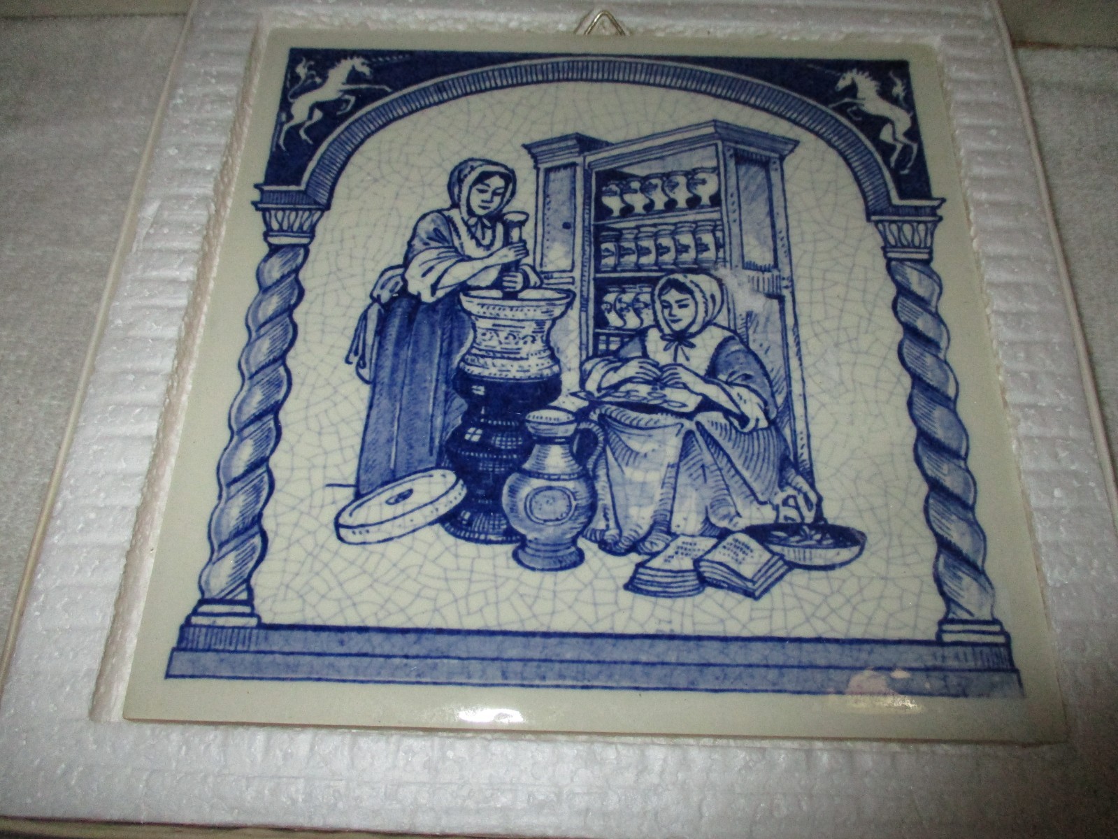 Lot of 3 Delft Holland Pharmacy 17th Century Design Burroughs Wellcome Co Tiles