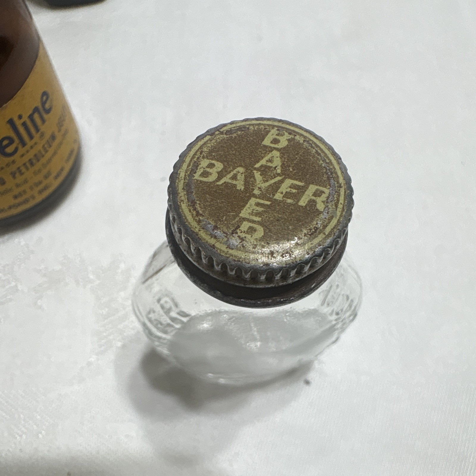 Vintage Medicine Bottle Vaseline Jar + Sal Hepatica, Anacin, Bayer Bottles Lot 4