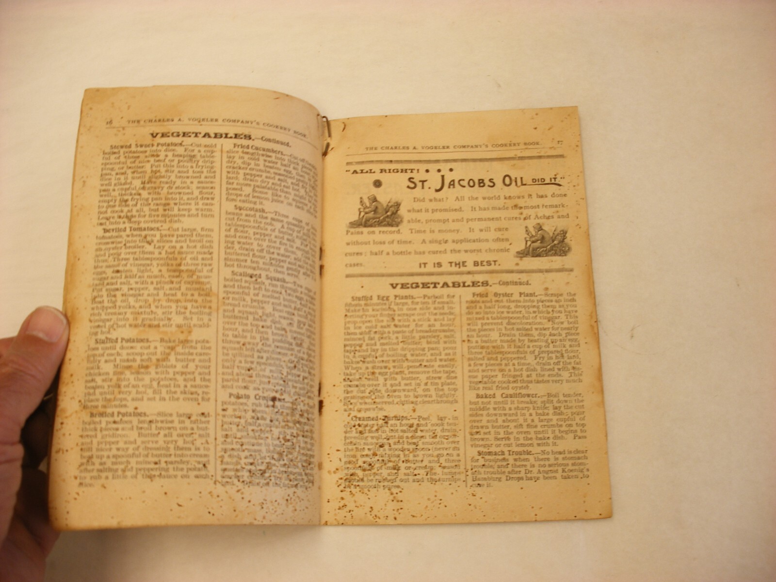 Vtg 1897 Medical Cure Pharmacy Chas. A. Vogeler Co. St. Jacobs Oil Cookbook