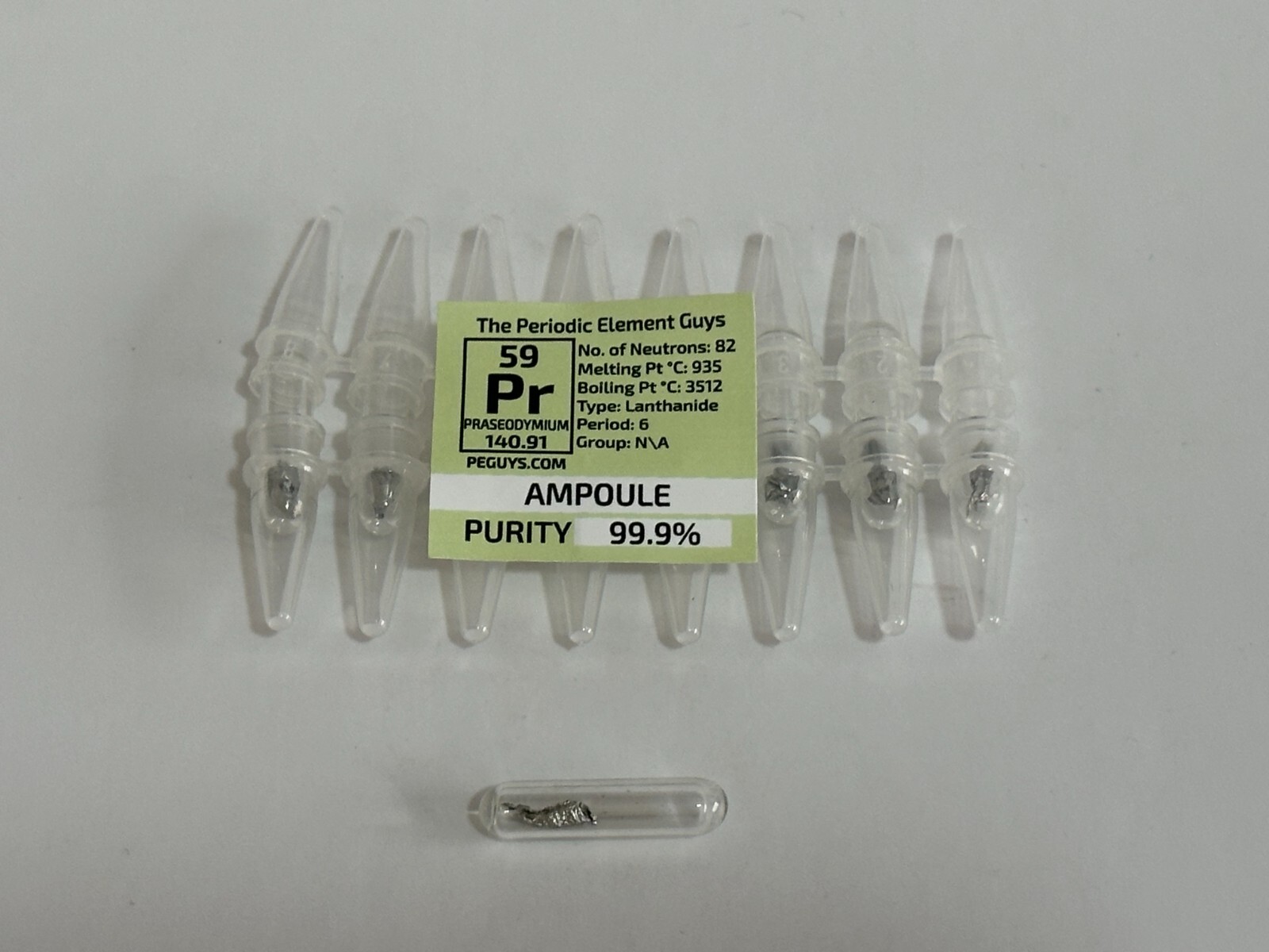 8 x Praseodymium Metal 99.9% un-oxidized Argon Ampoules WHOLESALE Elements