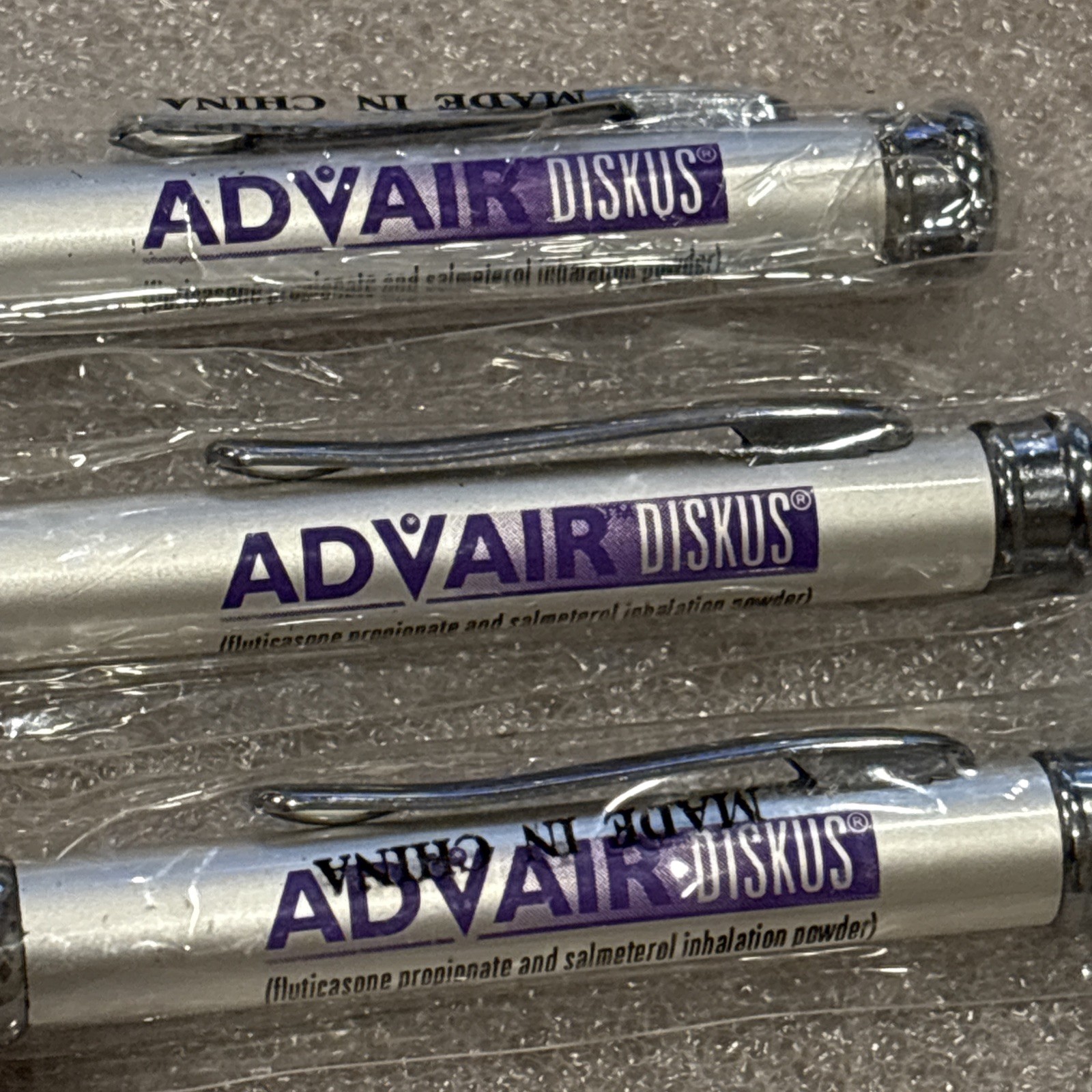 (3) Vintage Advair Pen Drug Rep Advertising Metal Heavy Pen In Original Wrap