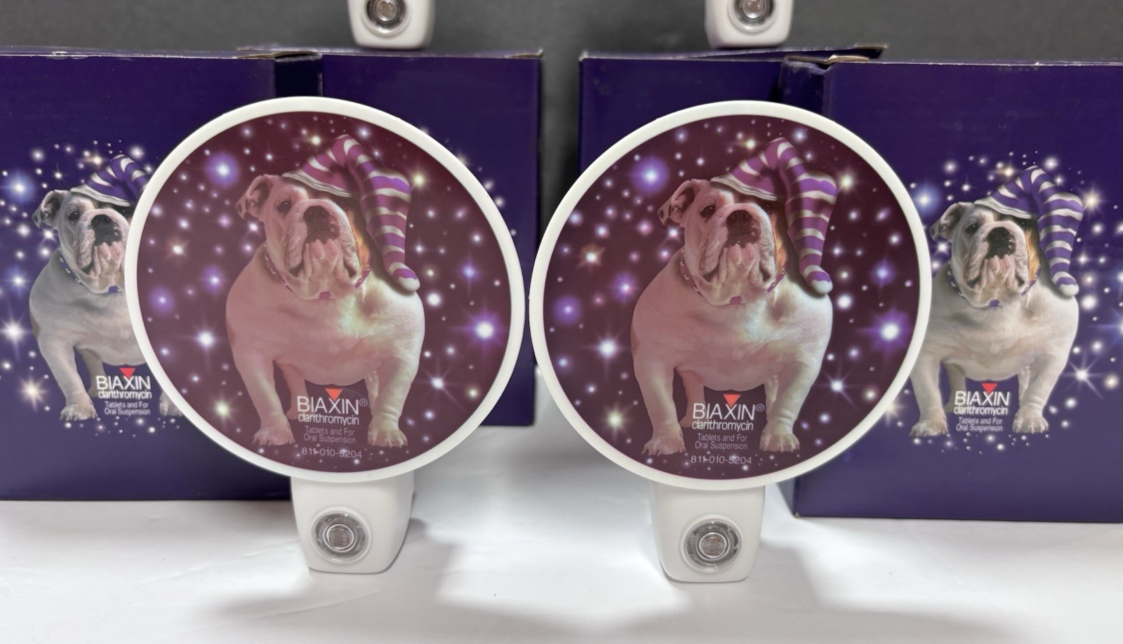 Pharmaceutical Advertising Promo Automatic Night Light Biaxin Novelty Bulldog