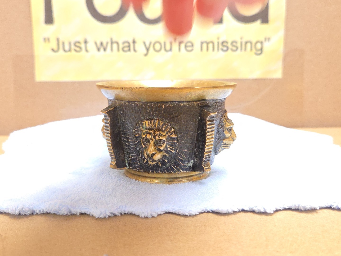 Vintage Heavy BRONZE BRASS MORTAR Lion head figure