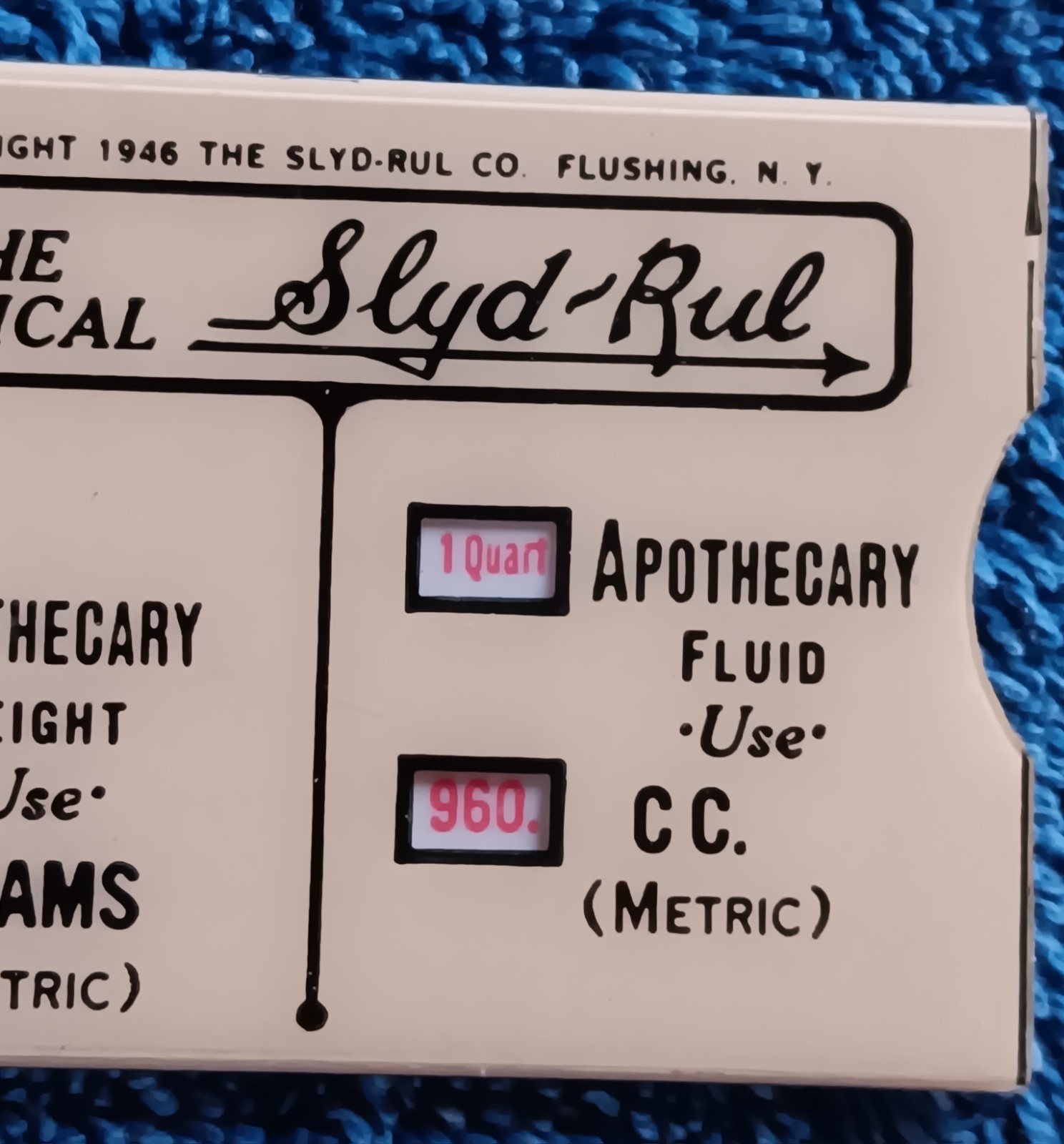 Vtg Ciba NJ Pharmaceutical Medical Slyd-Rul 1946 Conversion Apothecary – Metric