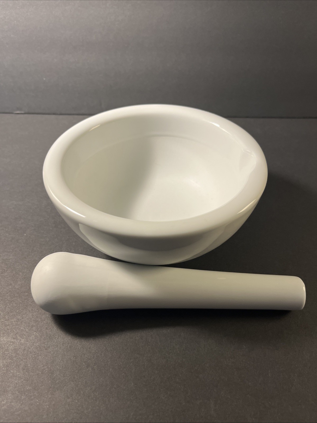 Apothecary Mortar & Pestle Set 16 Ounce Pocket Nurse Porcelain White Vintage NOS