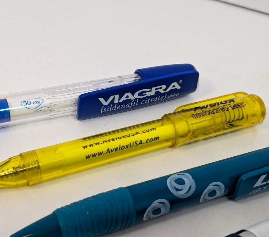 Pharmaceutical Drug Rep Pen Lot of 8 Advertising Viagra Lipitor Chantix More