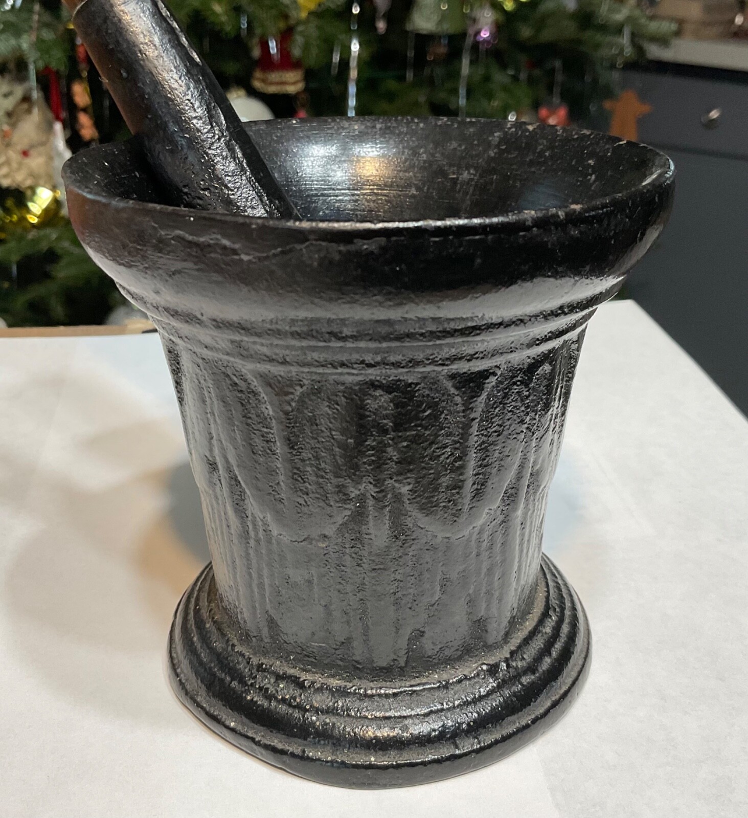 ANTIQUE CAST METAL STEEL MORTAR PESTLE GRINDING BOWL CHEMIST APOTHECARY