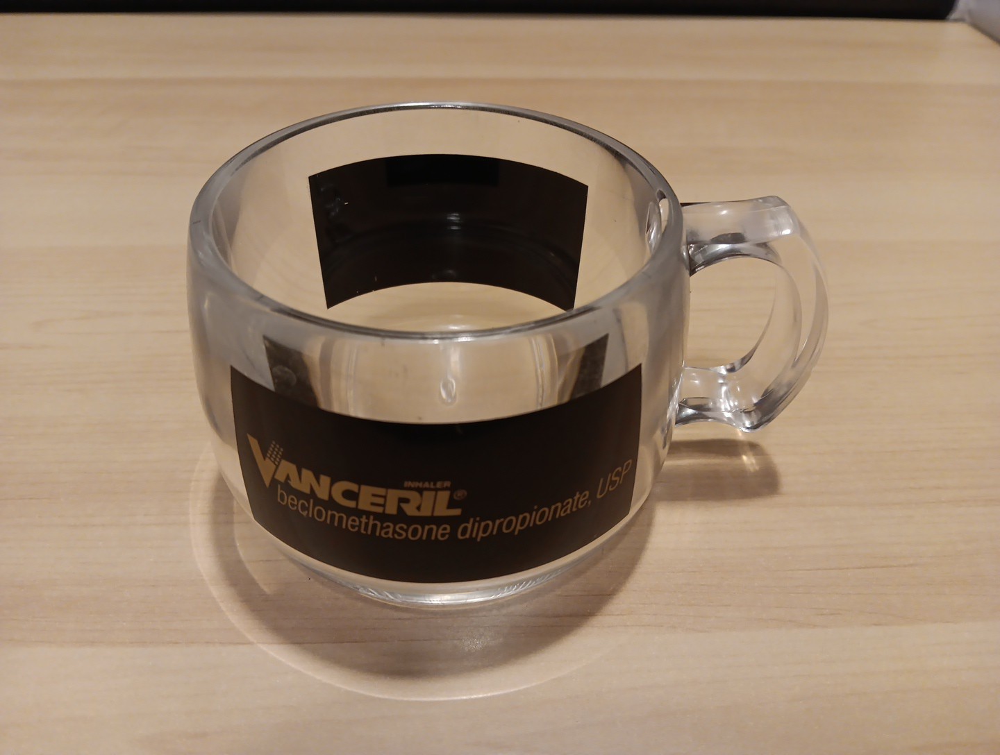 Vintage Vanceril Inhaler Drug Rep Advetising Promotional Clear Plastic Mug