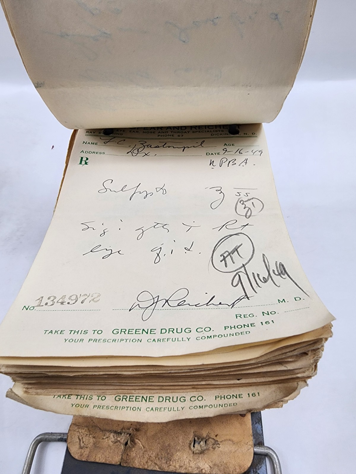 Prescription Atlas Rx Pad Paper Apothecary Druggist Pharmacy Medicine 1949
