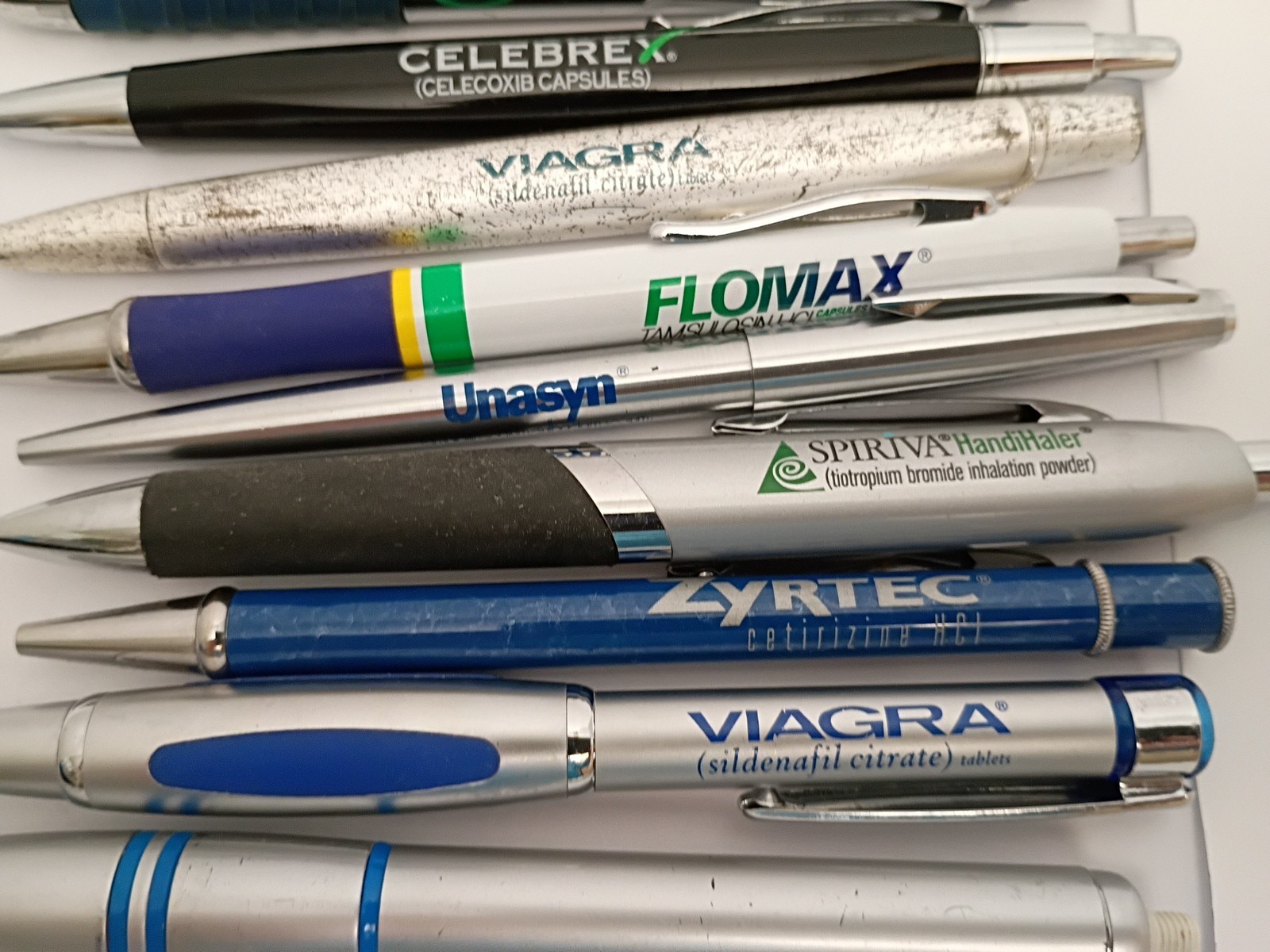 Lot 12 Big Pharma Drug Rep Pens Viagra Zyrtec Flomax AndroGel READ DESC.