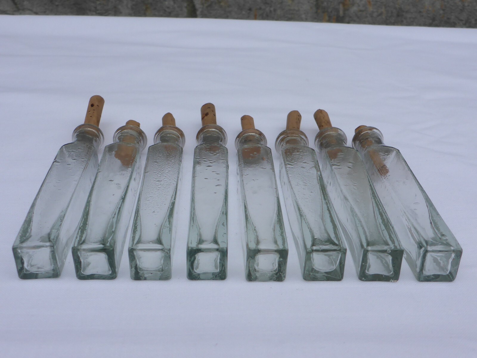 2 X Old Small Medicine Glass Pharmacy Bottle Green Long Approx. 9.5 Cm