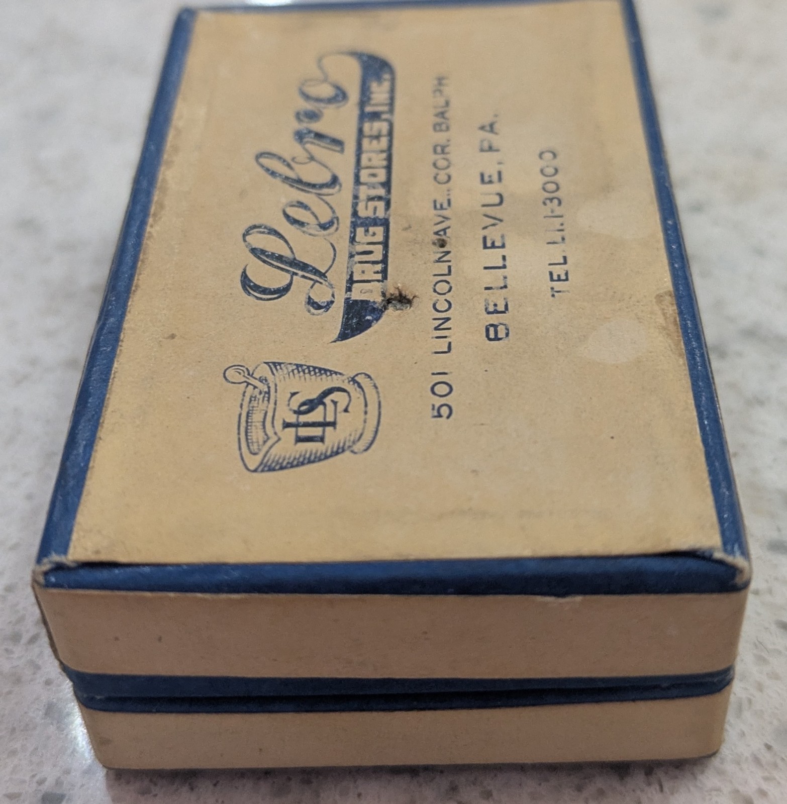 Vintage 1950 Pharmacy Pill Box Lubro Drug Store Bellevue PA Pittsburgh Ephemera