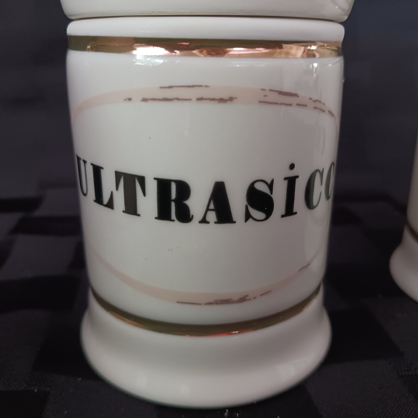 Vintage Style Porcelain European Script Apothecary Jar Set/3