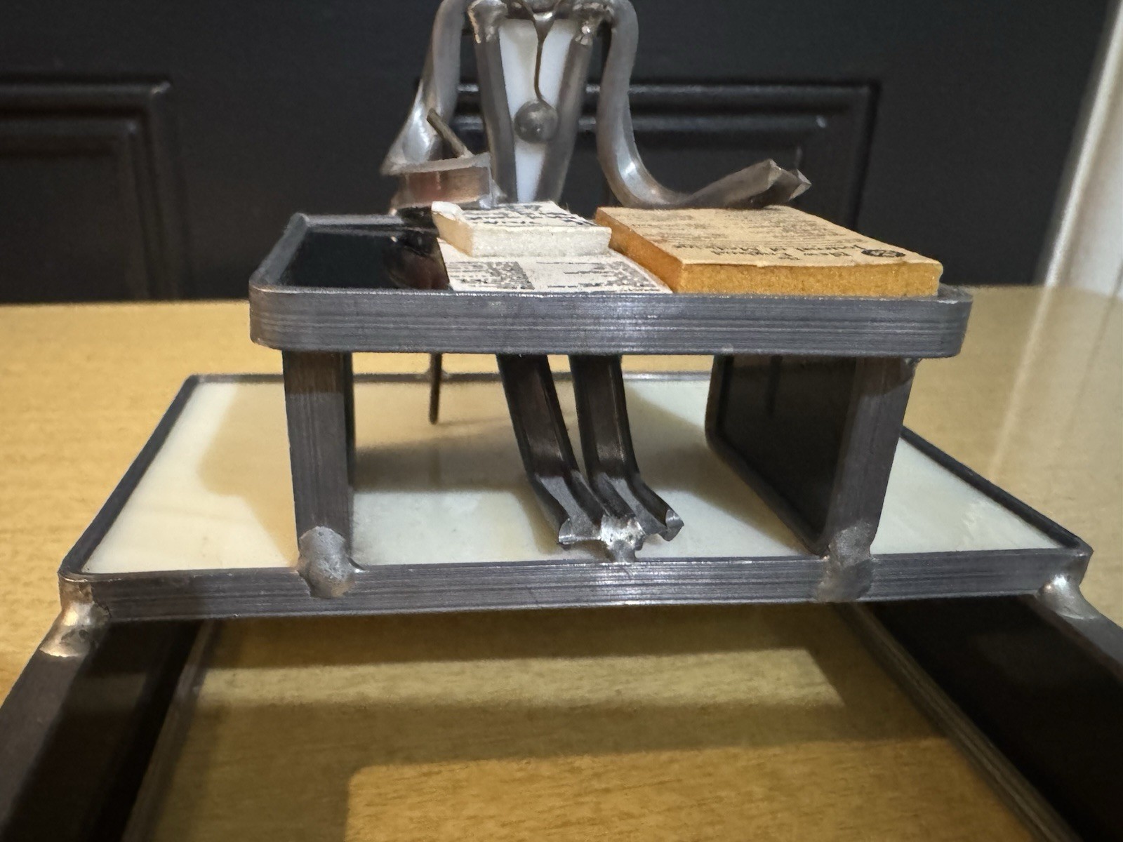 Vtg Carl Goeller Doctor Industrial Note Holder Metal Medical Sculpture Office