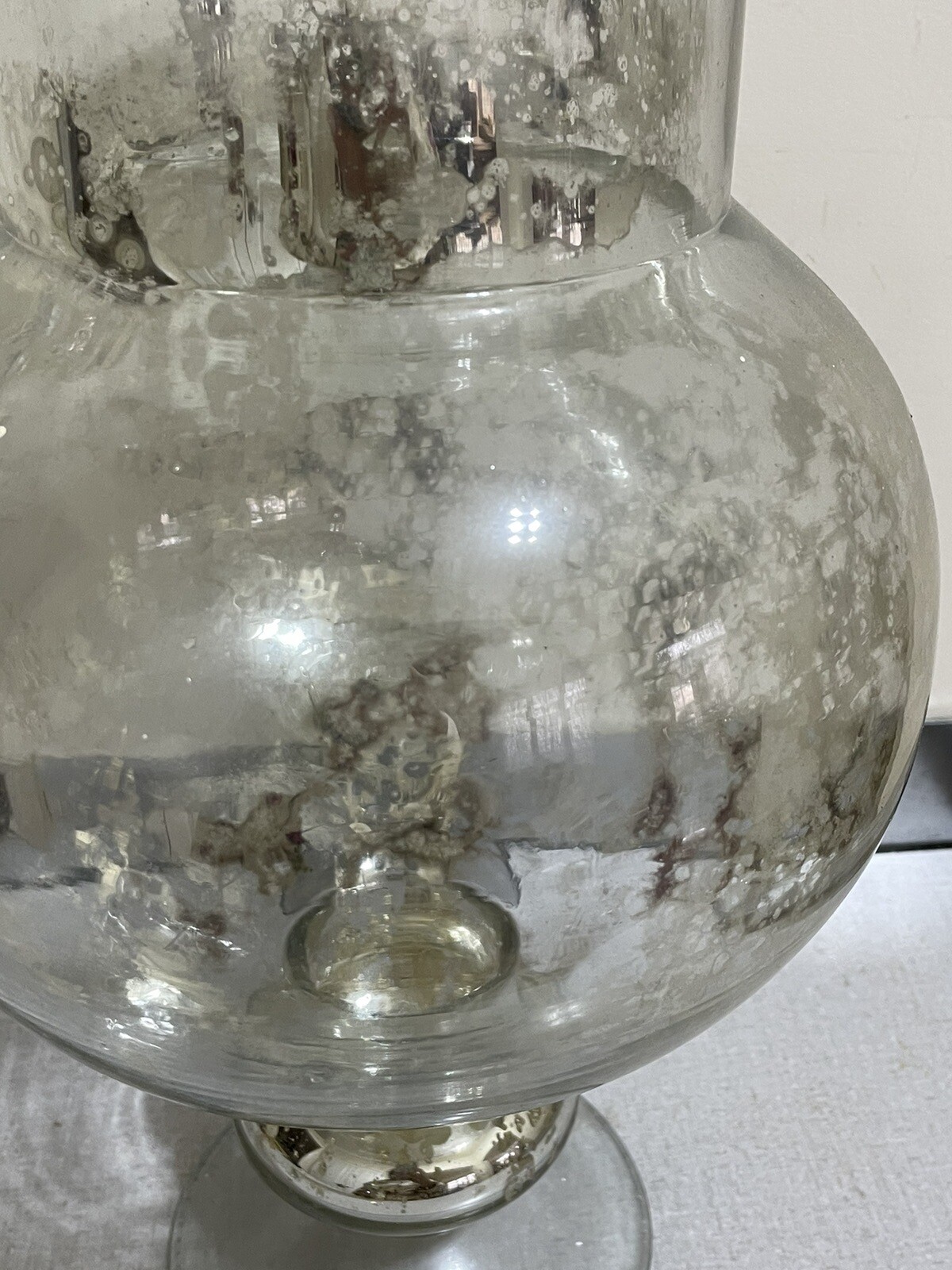 VTG TALL HAND BLOWN GLASS APOTHECARY JAR WITH LID 18”