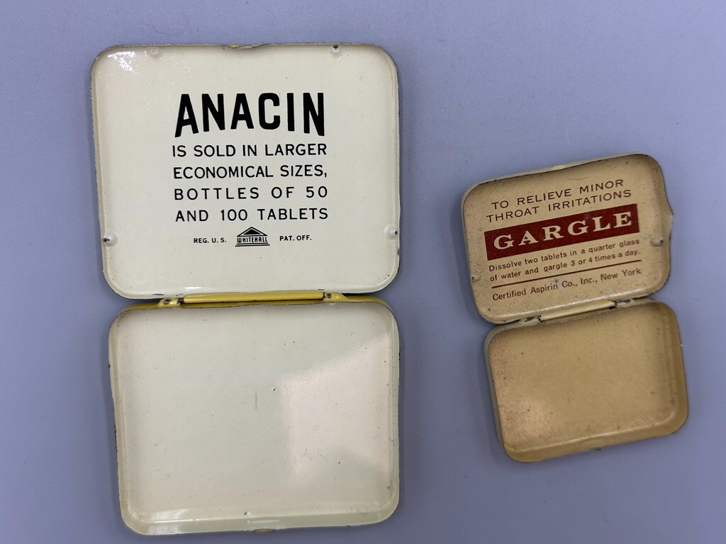 Vintage Anacin & Certified ASPIRIN Medical Drug Advertising TINS