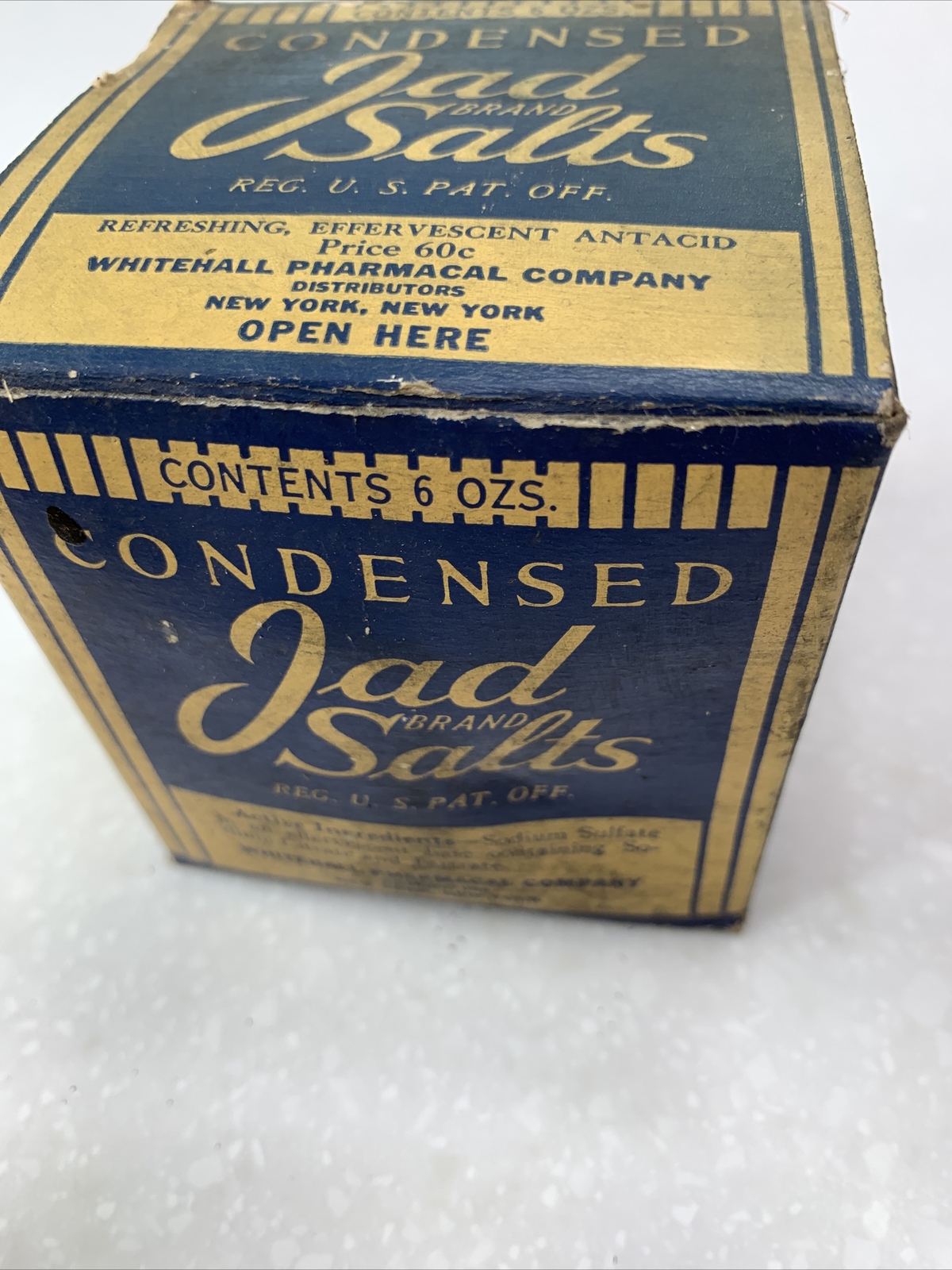 Pharmacy Apothecary Jar Cosmetics Vintage Old Stock Jad Brand Salts, Druggist