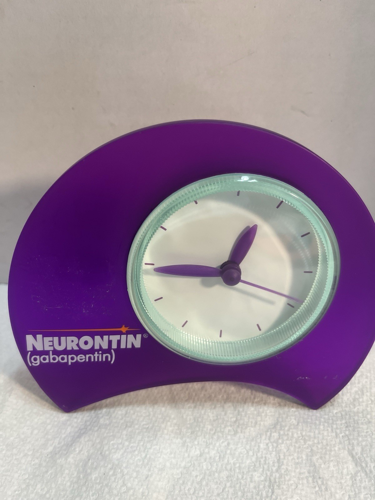 Drug Pharma Neurontin Space Age Purple Promo Desk Clock Tested Working 2835