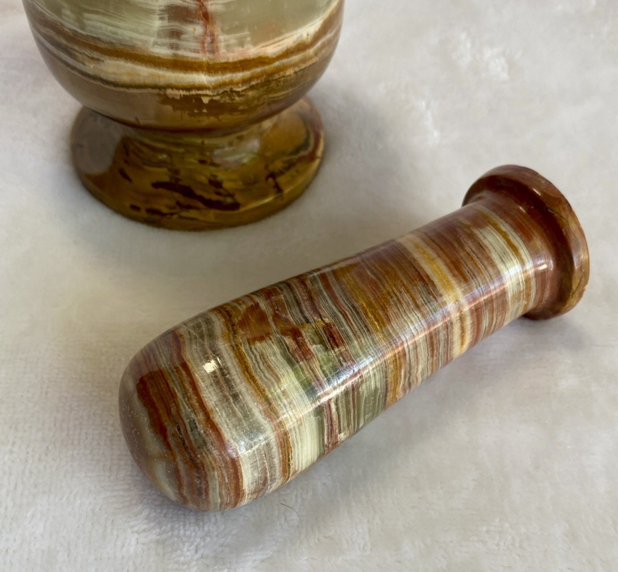Vintage Fred Harvey Trading Co Onyx Mortar & Pestle Set – Original Tag