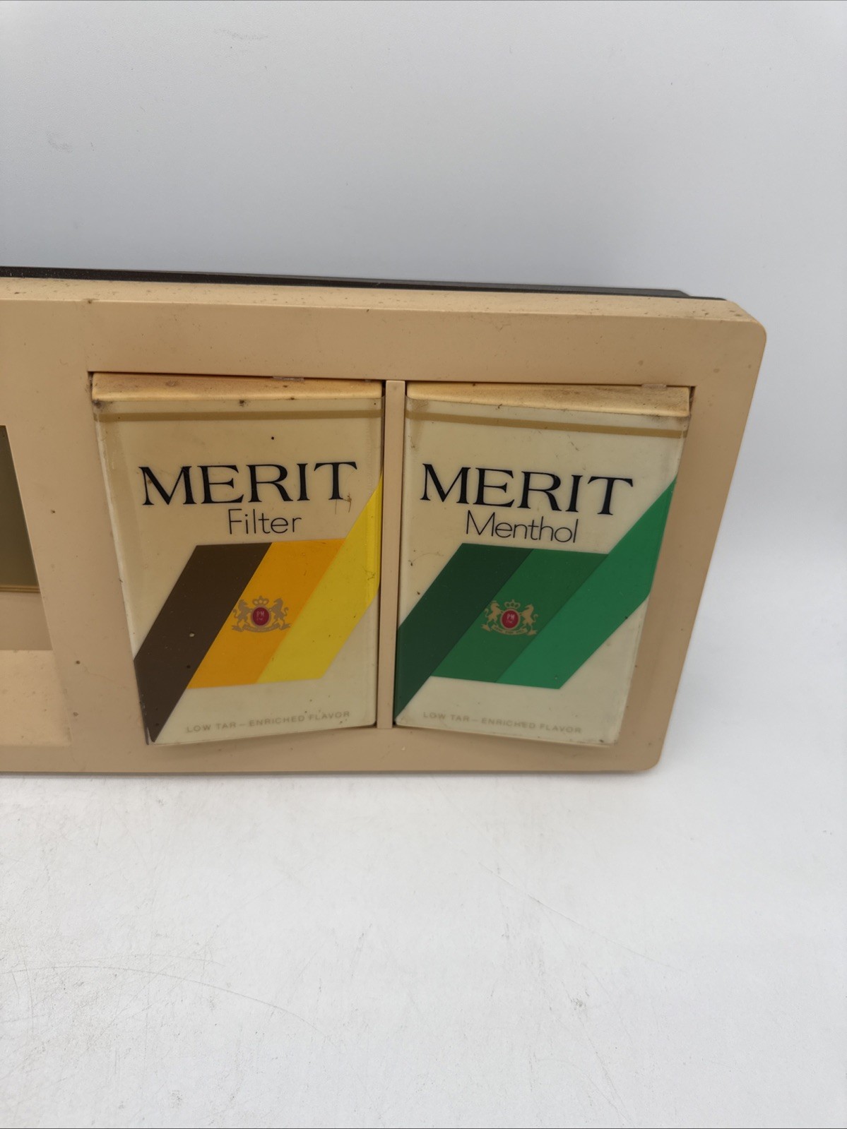 Vintage Merit Cigarettes Promotional Countertop Clock For Parts Only 19.5×7.5