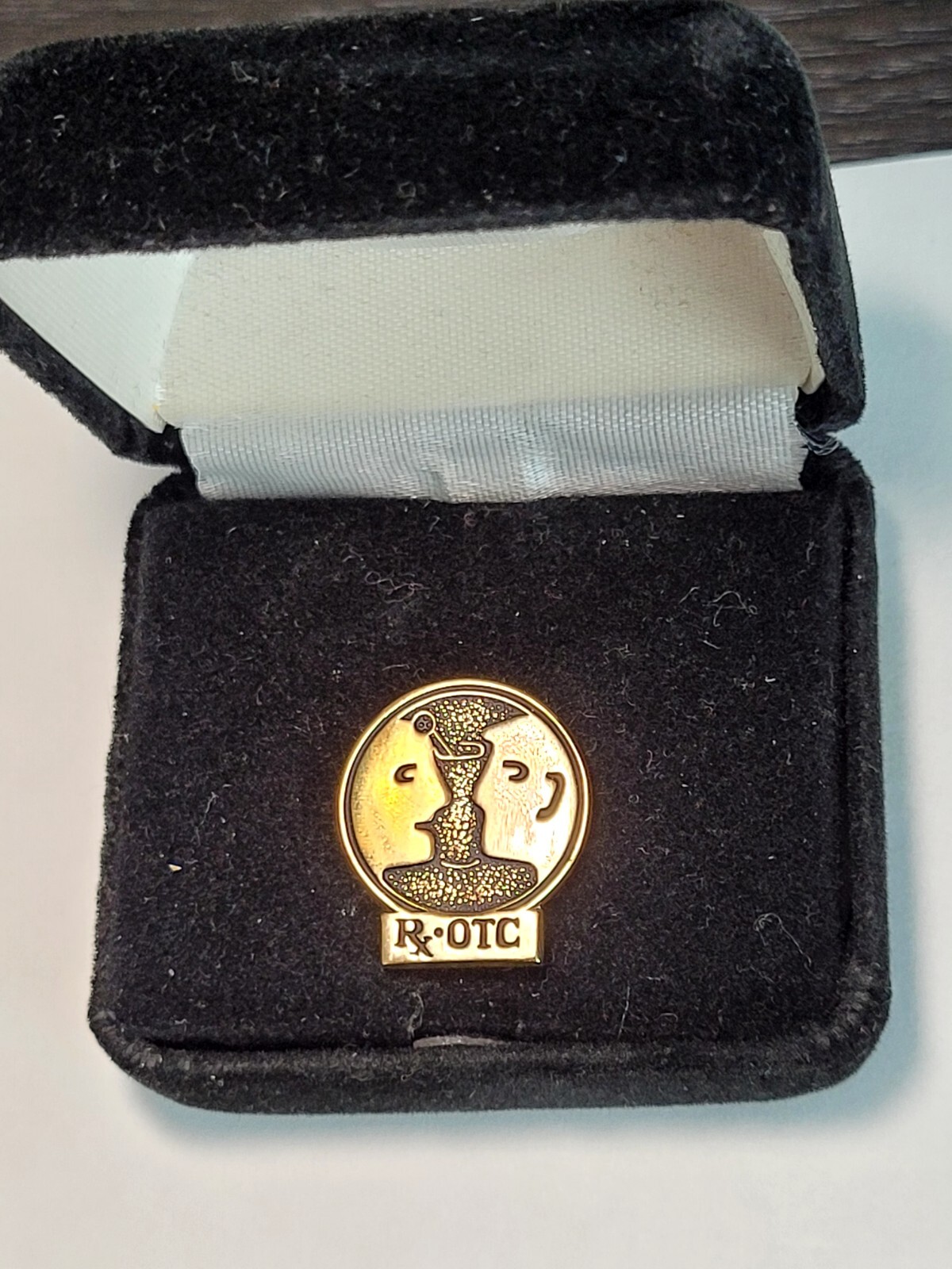 Vintage Pharmacy Professional RX OTC Logo Lapel Pin Goldtone Tie Pin