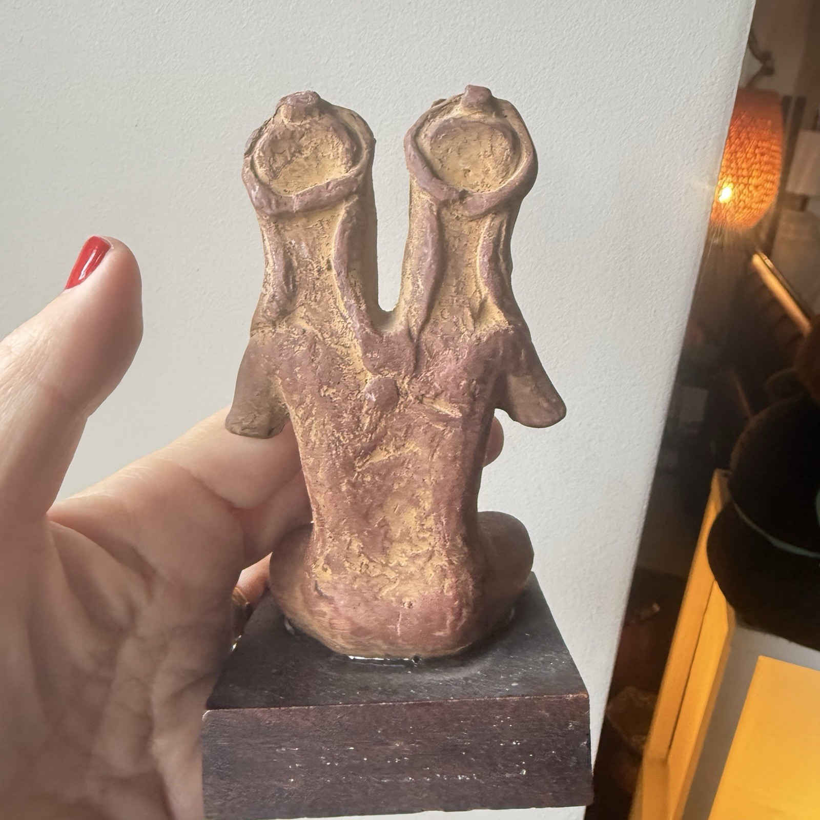 ETRAFON DUAL EMOTIONAL DISTRESS TERRACOTA FIGURE IN GOOD CONDITION